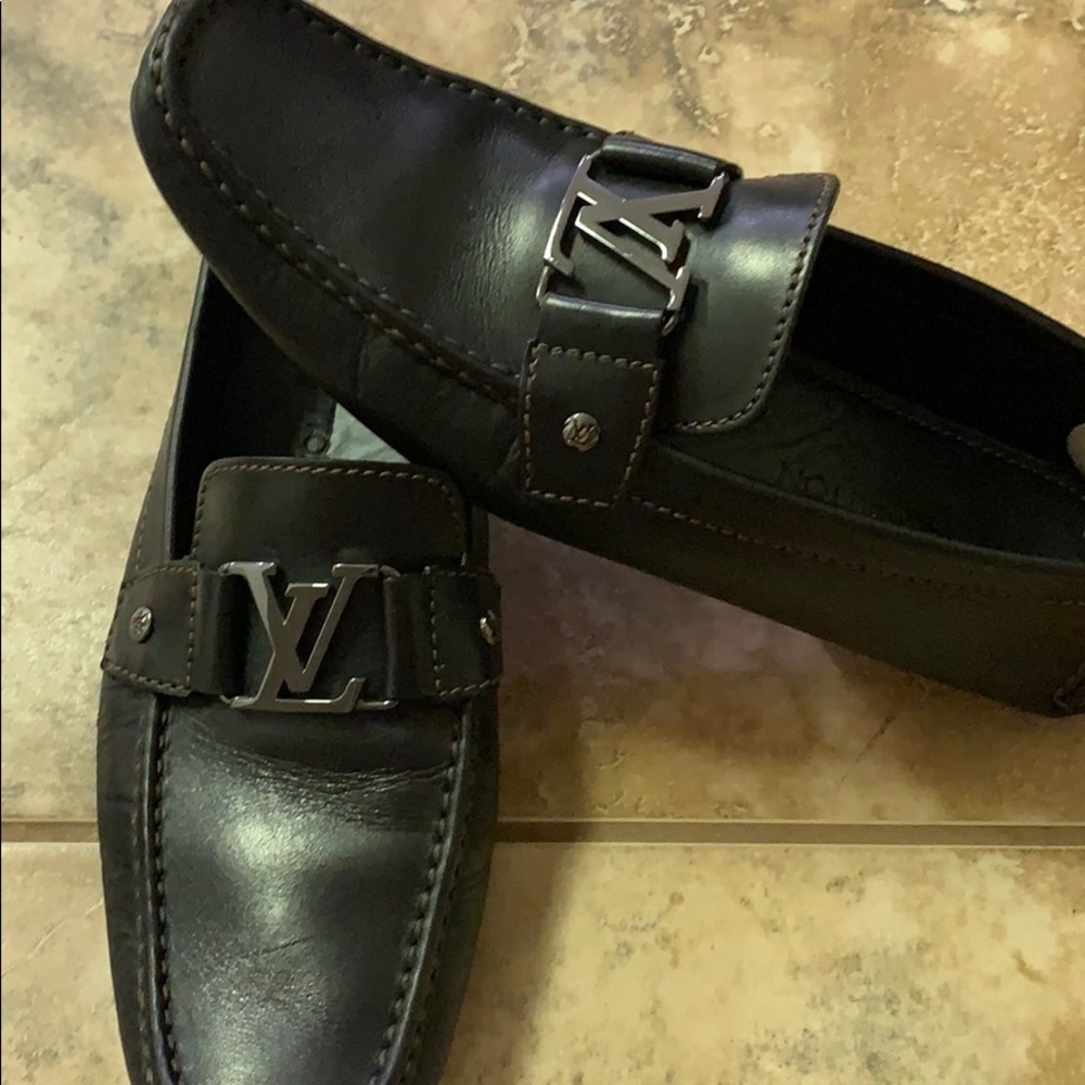Louis Vuitton men’s loafers black leather Size 9.5